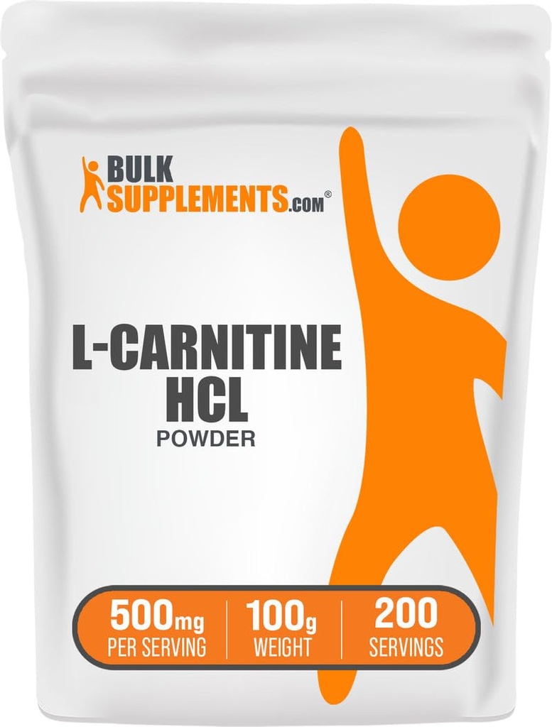 BulkSupplements.com L-Carnitina HCl Polvere - Carnitina Supplemento, Carnitina Polvere, L-Carnitina 500mg - Non aromaed & Gluten Free, 500mg per Serving, 100g (3,5 oz) (Pacchetto di 1)
