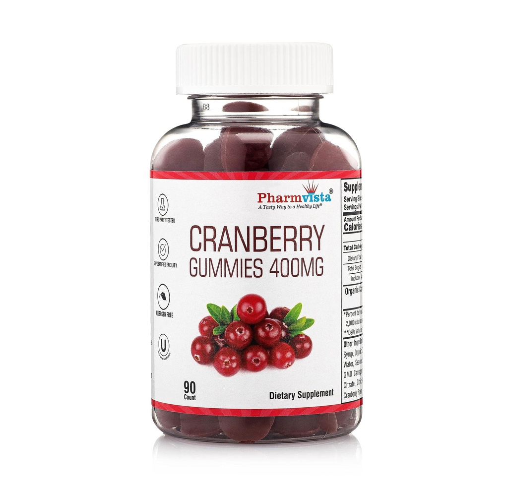 Gummie di mirtillo per bambini e adulti 400mg-Gluten allergeni gratis Nutriente ricco Vegan supplemento -Cranberry Chews-90 conte