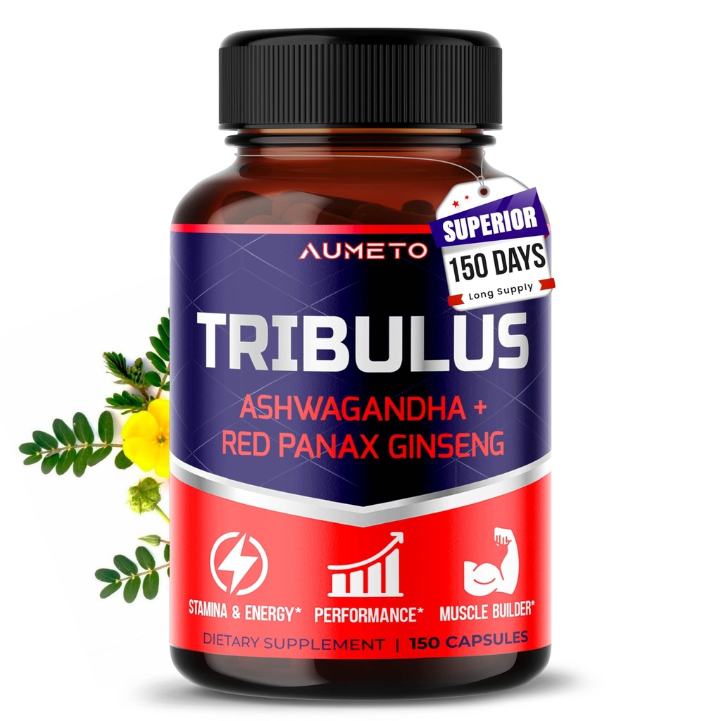Tribulus Terrestris 98% Saponins - Formula 12-in-1 potenziata con Yohimbine, Panax Rosso Ginseng, Ashwagandha per potenziare l'energia, Stamina & Endurance* - Made in USA