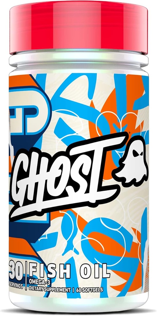 GHOST Fish Oil Supplement, 1400mg - 1100mg di Omega 3 con acidi grassi EPA & DHA - Integratori di olio di pesce per cuore, cervello e supporto immunitario - 60 Softgels, 30 Serve
