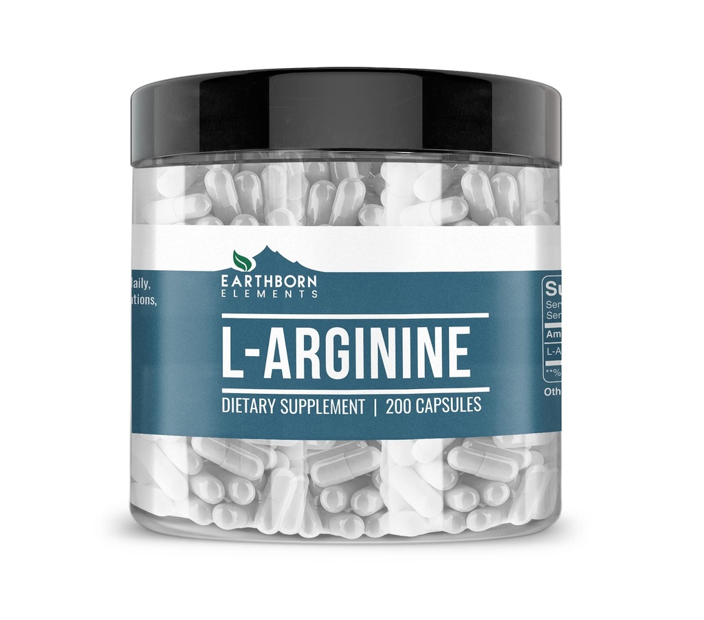 Elementi terrestri L-Arginina Pure & Undiluted, Senza Additivi (200 capsule)