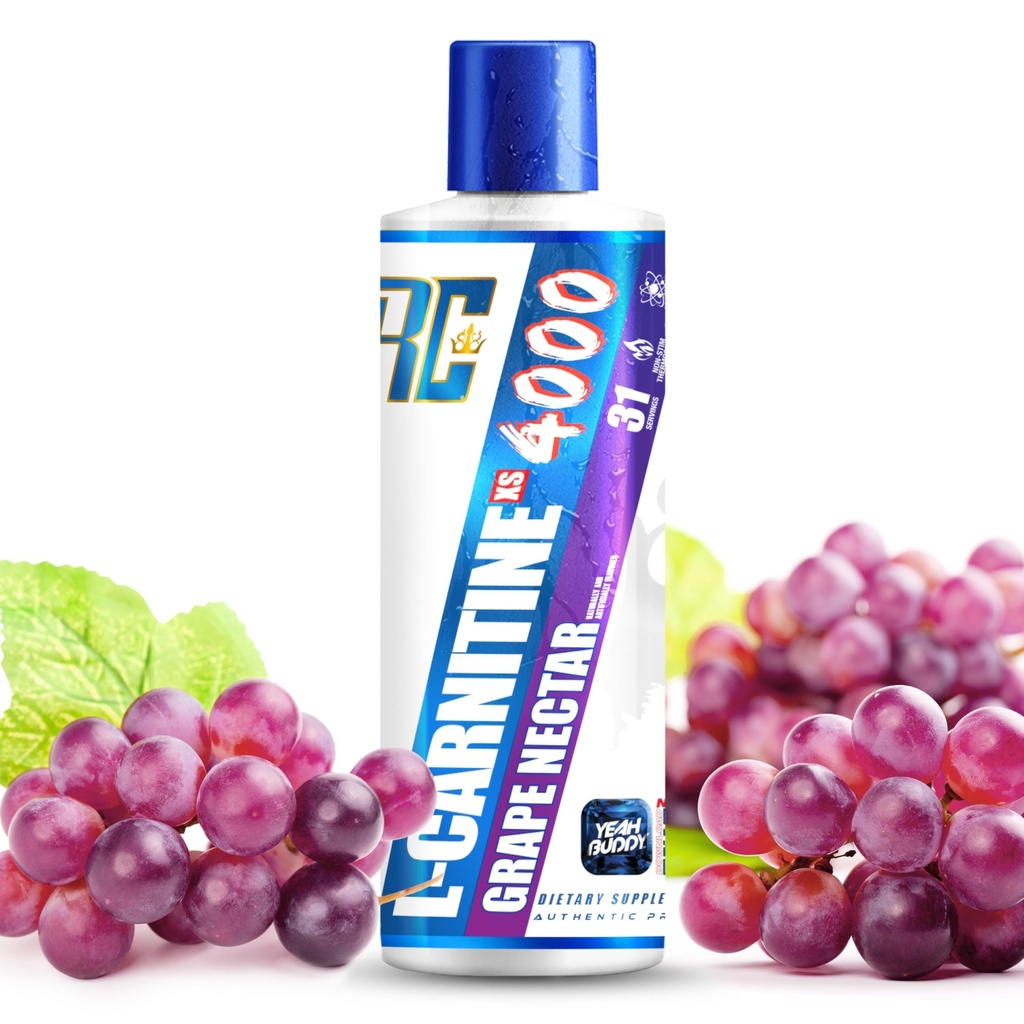Ronnie Coleman Signature Series L Carnitina XS 4000 Liquid, Stimolant Free, Sugar Free, Zero Carbs, Supporto muscolare magra per uomini e donne, 16 Oz (16 oz, Grape Nectar (4000)