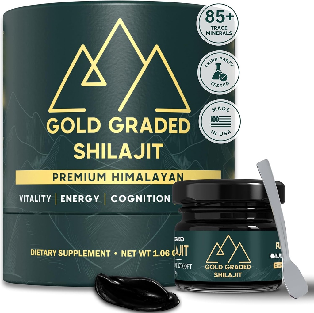 Shilajit Resina | 500mg ad alta potenza, Shilajit Pure Himalayan Organic, 85+ Trace Minerals & Fulvic Acid | Shilajit for Energy & Immune Support | Gold Grade Shilajit, Shilajit for Men & Women | 30g