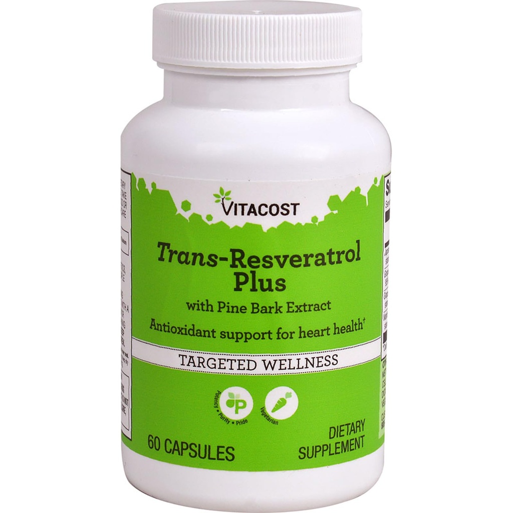 Vitacost Trans-Resveratrolo Plus -- 60 capsule vegetariane