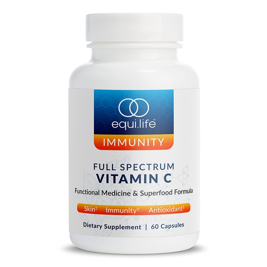 Integratore Equilife Full Spectrum Vitamin C con Quercetin, Hibiscus e Rutin, Formula Antiossidante basata sulle piante, Gluten Free, Soy and Dairy Free, Non OGM, Facile da usare, 60 capsule