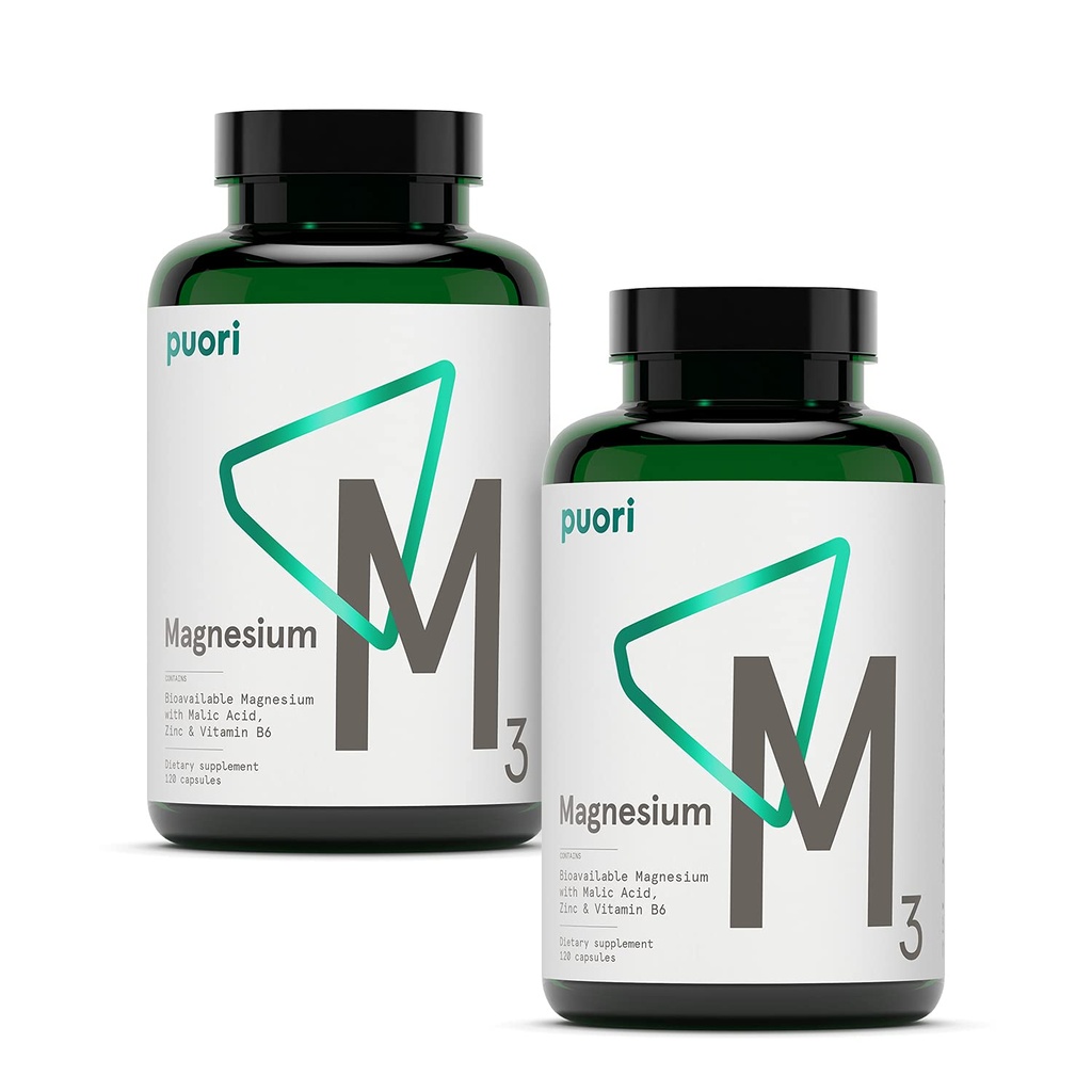 Supplemento complesso Puori Magnesio - Alto assorbimento Magnesio Taurinate & Gluconate, Zinco, Vitamina B6 & Acido Malico per il supporto del sonno, Immune & Bone Salute & Recupero del muscolo - 240 capsule vegane
