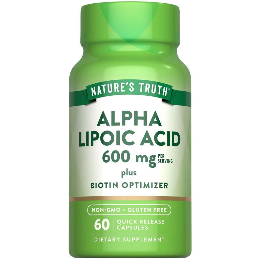 La verità della natura Acido alfa lipoico 600mg | plus Biotin Optimizer | 60 capsule | Non-GMO & Gluten Integratore gratuito