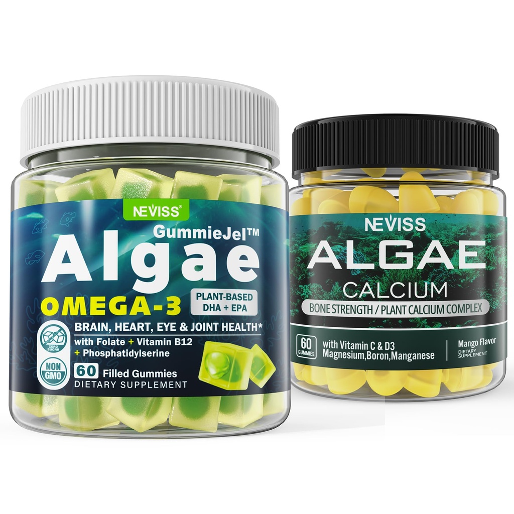 Algae Omega 3 Gummies + Algae Marine Calcium Gummies Bundle
