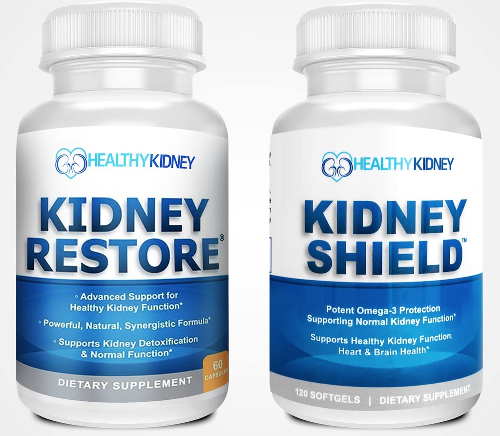 Ripristino del rene & Kidney Shield 2-Pack Bundle per la pulizia del rene, la funzione del rene di sostegno, la salute renale e altro ancora