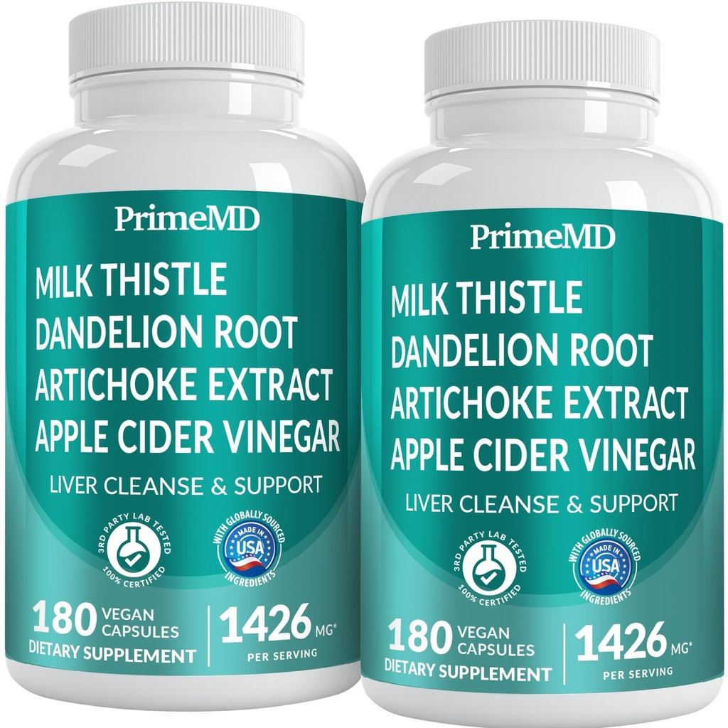 Detox e riparazione del fegato 32-in-1 con cardo del latte, Silymarin, Estratto di carciofo, Polvere di barbabietola - Supplemento della vescica con Formula di salute attiva del fegato - 1426mg (180ct, Confezione di 2)