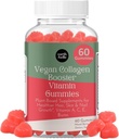 terra & elle Vegan Collagen Booster Gummies per le donne con biotina e vitamine - Boosts capelli chiodi e la salute della pelle, anti-invecchiamento - Delicious Sugar Free Berry Flavor - Facile da cucire - 60 Conte