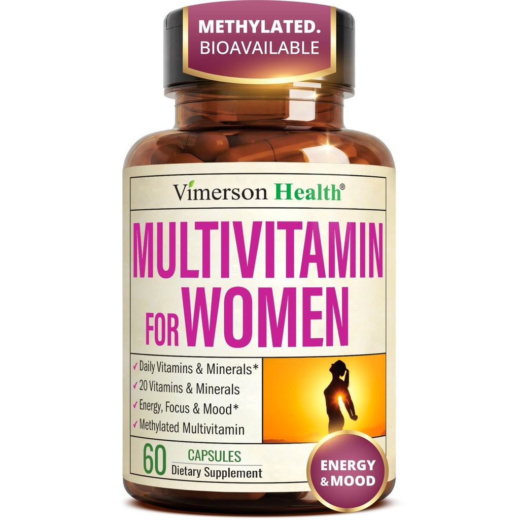 Multivitamina per le donne con vitamine e minerali etilati per energia, messa a fuoco e salute immunitaria – Premium Daily Womens Multivitamins & Multiminerals – 60 capsule
