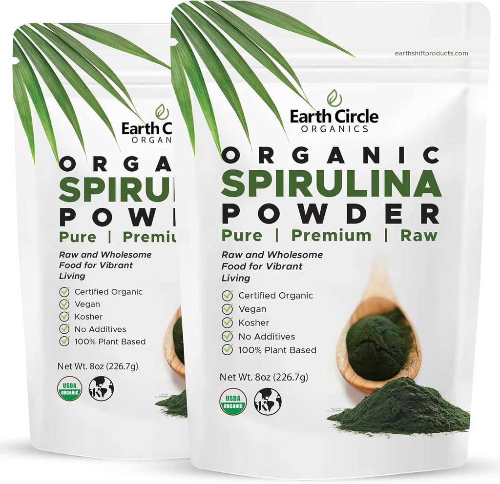 Polvere di Spirulina, Kosher, cruda e non irradiata | Pure Vegan Protein | Superfood Premium Energy, High in Aminoacidi e Antiossidanti - (8oz - 2Pack)