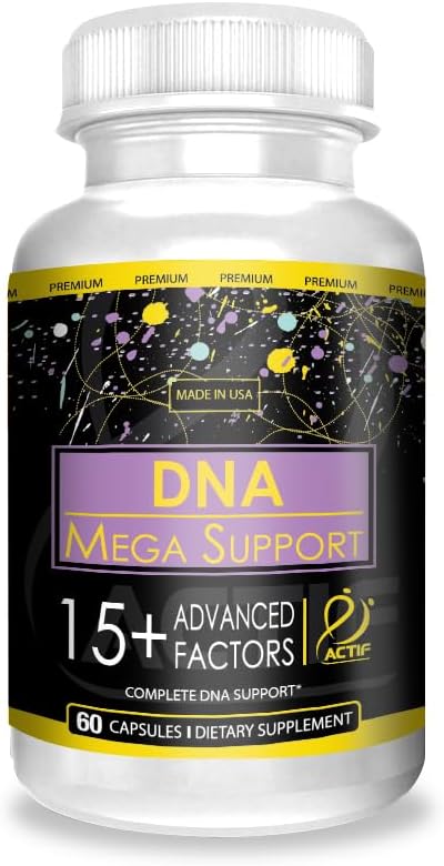 ACTIF DNA Mega Support con 15+ Fattori Avanzati - Non OGM, Fast-Acting, Made in USA, 60 Count