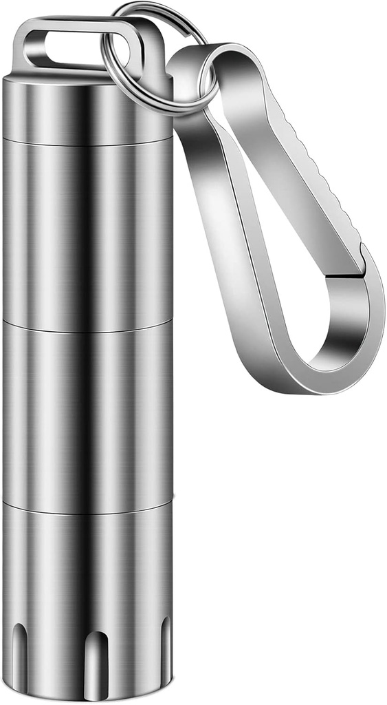Portachiavi portachiavi TISUR Titanium Small Pill Holder, Portatile Pill Case Portacontainer portabicchieri tascabile impermeabile per contenere pillole, vitamine, olio di pesce, integratori