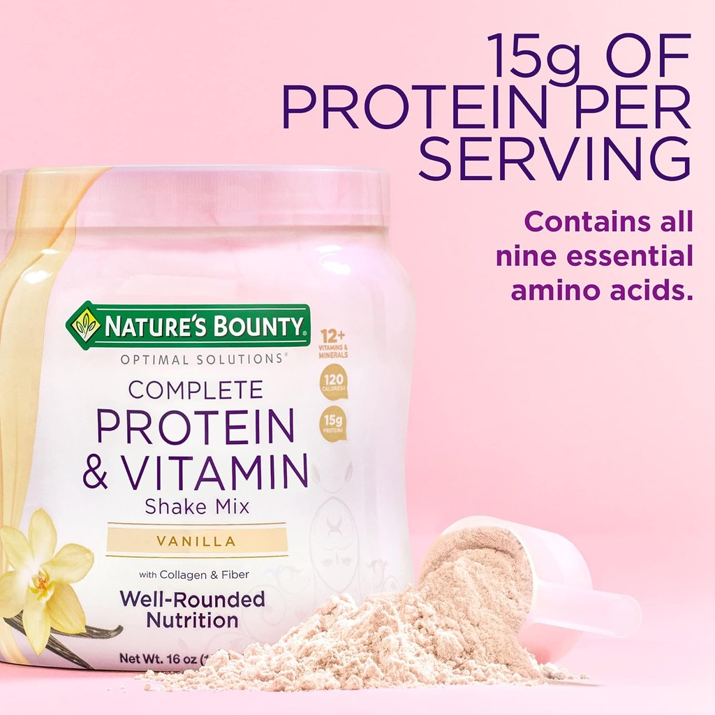 La Bounty Complete Protein & Vitamin Shake Mix with Collagen & Fiber, contiene vitamina C per la salute immunitaria, Vanilla aromaed,1 Pound (Pack of 2)