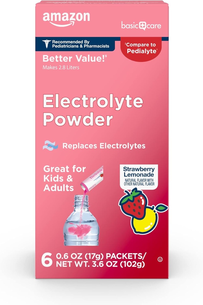 Imballaggio di base della polvere dell'elettrolita, limonata della fragola, 6 conte (pacchetto di 1)