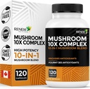RENEW ACTIVES Mushroom Complex 2 Capsule per Serving – 10 miscela di funghi con antiossidanti per la salute e il benessere immunitario – Supporta la vitalità generale e il benessere a lungo termine – Made in Canada - 120 Capsule