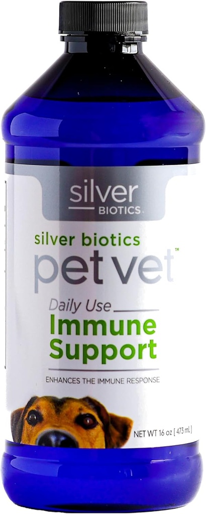 Silver Biotics Pet Vet Supporto immunitario | Migliora la risposta immunitaria negli animali | 16 Fl Oz