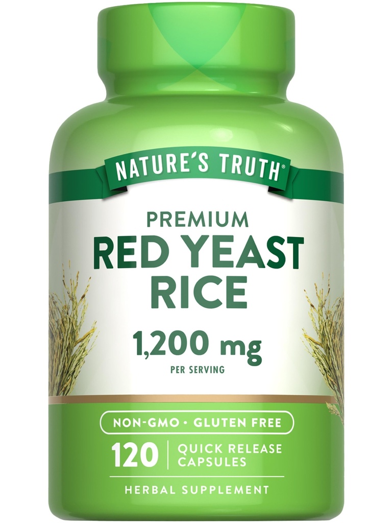 Estratto di riso rosso lievito naturale 1200 mg | 120 Count | Non-OGM & Gluten Supplemento gratuito