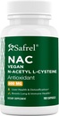 Safrel N-Acetyl-L-Cysteine (NAC) Capsule, 600mg, 180 Count, Respiratorio, Immune, Liver Health Potent antiossidante Supporto, Free-radicals, Facile da assorbire, Non-GMO, Gluten Free