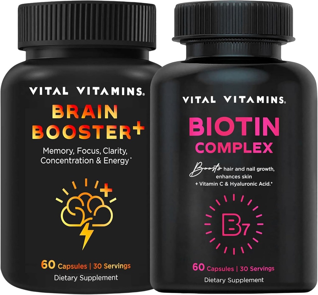 Vital Vitamins Brain Booster Plus + Biotin Complex Capsule