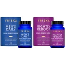 FRISKA Mens & Nightly Probiotic Bundle | Enzimi digestivi & Probiotici Supplemento | Digestione maschile e notturna & Bloating Support | 30 capsule per bottiglia