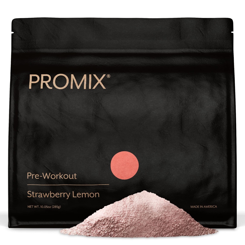 Promix Pre-Workout Powder, Strawberry Lemon – Boosts Focus, Energy & Endurance – Con caffeina, B12, Beta-Alanine & L-Tyrosine – Gluten & Dairy-Free, 10.05 oz