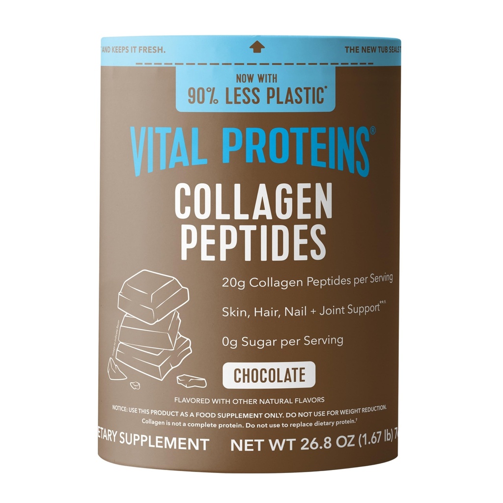 Proteine vitali Collagene Peptidi Polvere Supplemento, Collage idrolizzato per pelle, capelli, unghie e giunti, cioccolato, 28 Serve