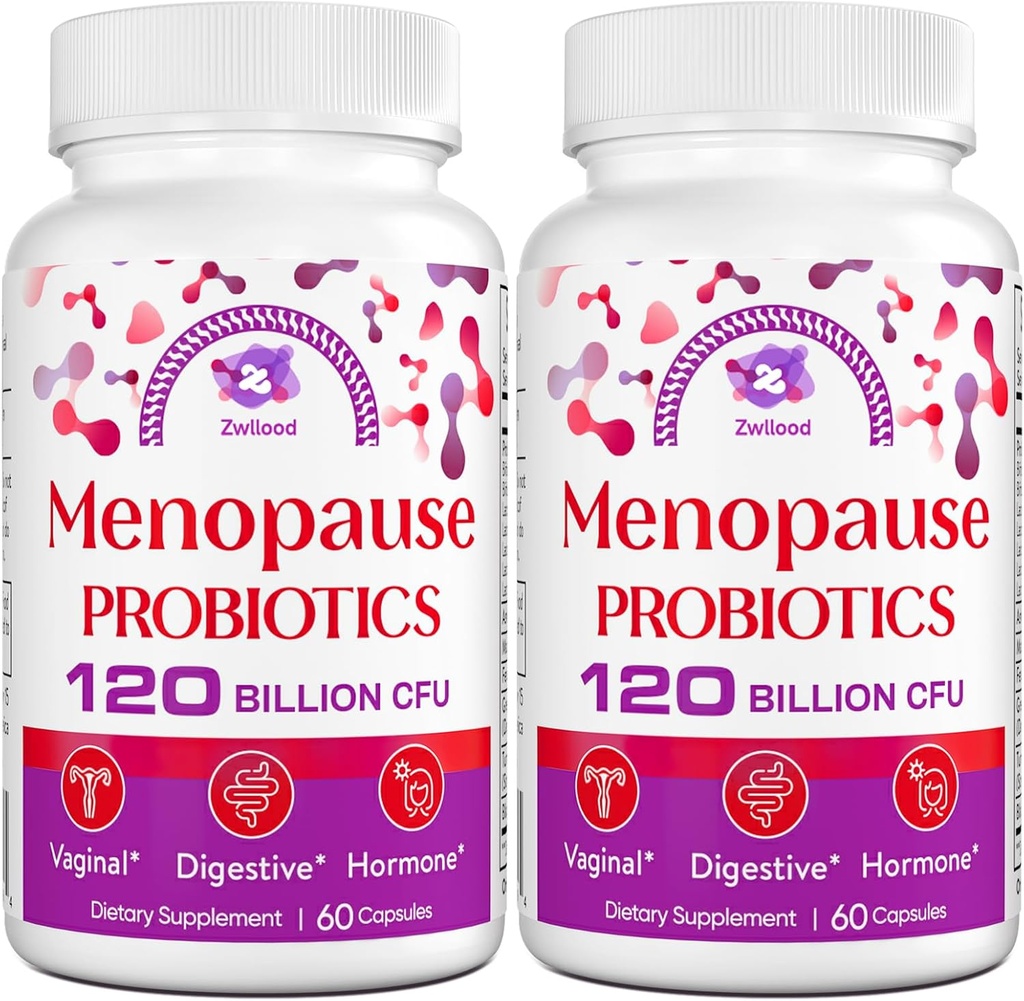 Menopausa Supplementi per le donne, 120 miliardi di CFU Probiotici per le donne, Integratori Probiotici All-Natural per Menopause Hot Flashes, Maglioni Notturni, Mood Swings e ormone - 120 capsule di erbe