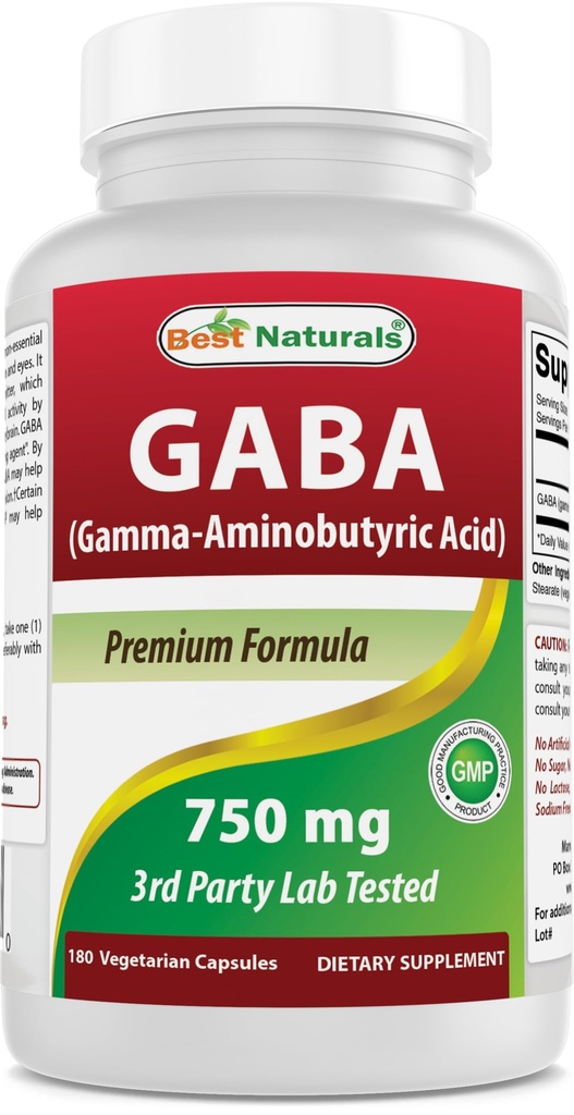 I migliori naturali GABA Supplemento 750mg 180 capsule di verdure, naturali aiuto di sonno
