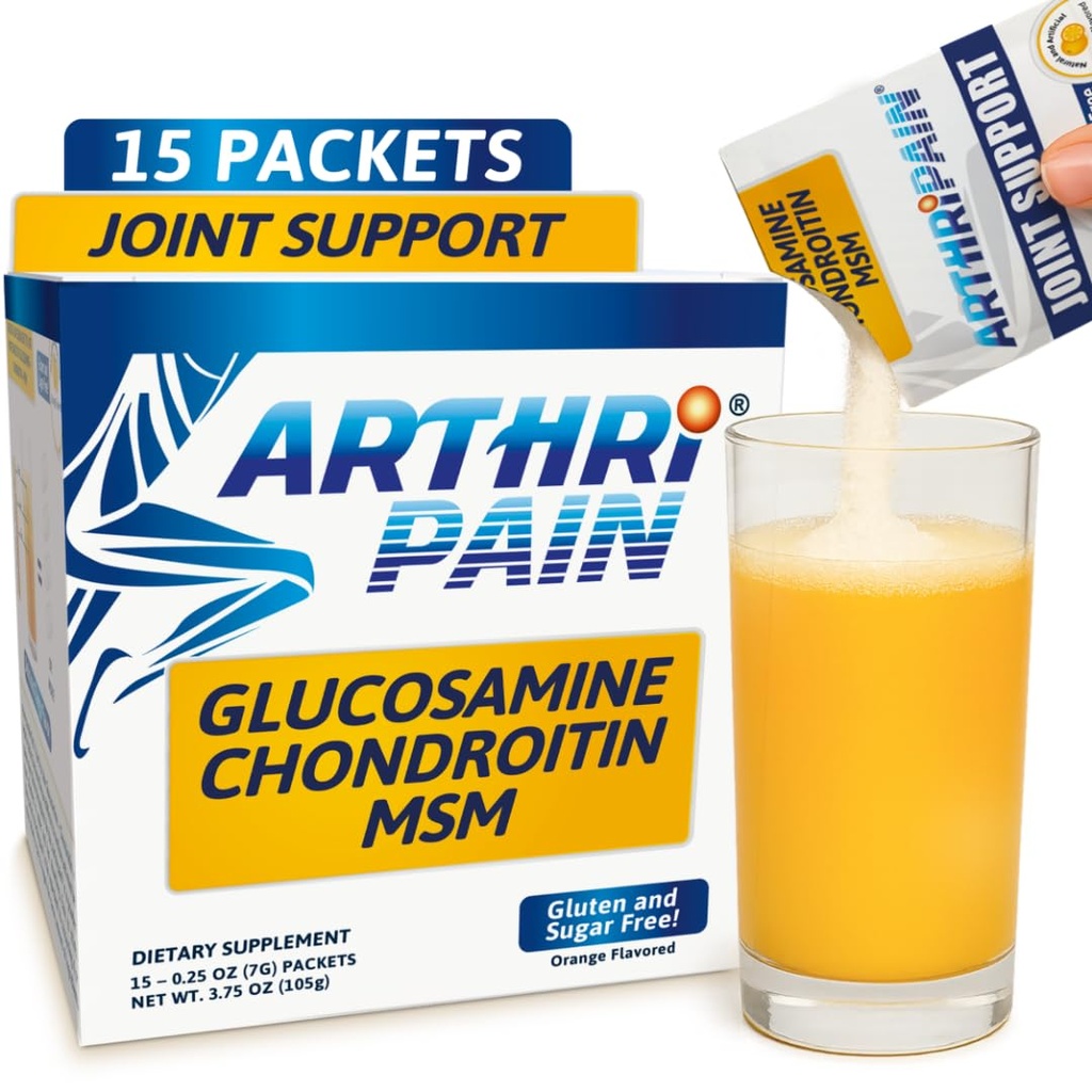 Arthripain – Supporto congiunto Cartilage Repair Supplemento – Succo congiunto clinicamente testato - Ligament Relief Support – Glucosamine Chondroitin MSM – Trattamento con ginocchio gonfio – senza zucchero – Made in US - 15ct