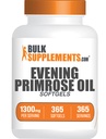 BulkSupplements.com Sera Olio di Primrose Softgels - GLA Integratori, Sera Olio di Primrose 1300mg - Gluten Free, 1 Softgel per Serving, 365 Conte (Pack of 1)