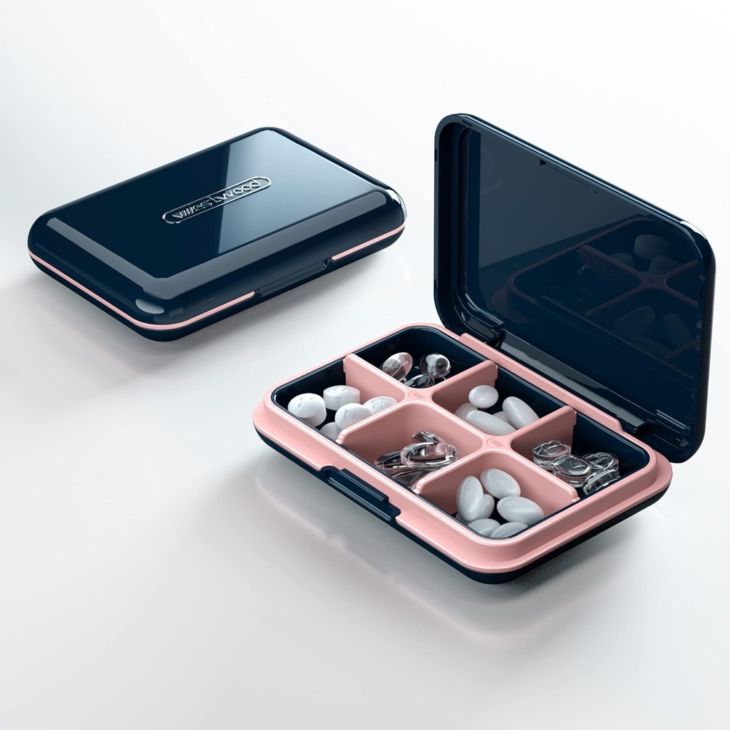 Caso di viaggio Pillola, Box Pillola - Acedada Portable Pill Holder, Travel Pill Container Pill Carrier for Purse, Impermeabile Compact Medicine Organizer Box, Blu
