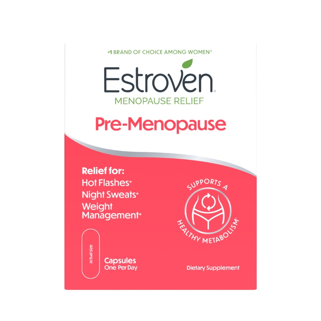 Estroven Pre-Menopause Relief, 30 Ct., Clinically Proven Ingredienti, Fornisce Menopause Relief plus Night Sweats & Hot Flash Relief, Droga-Free o Estrogen Free