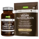 Pure & Essential Vegan Collagen Peptide Protein Powder & Vegan Omega 3 Bundle, Collagen completo Boosting Formula & Sustainable Algae Oil 1340mg, di Igennus