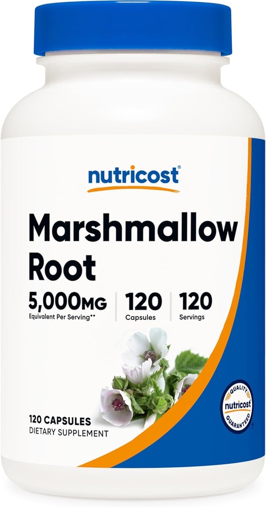 Nutricost Marshmallow Root 5000mg Equivalente, 120 capsule vegetariane - Gluten Free & Non-GMO - da 500mg di 10:1 Estratto