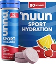 Nuun Sport Electrolyte Tablets con Magnesio, Calcio, Potassio, Cloruro & Sodio, Gluten Free & Vegan, Fruit Punch, 8 Pack (80 Servings Total)