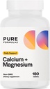 PureFormulas Calcium + Magnesio - Gluten Supplemento gratuito Supporta Bone Salute &amp; Benessere generale con Magnesio Vitamina C Vitamina D & Boron, Allergene Friendly Non-GMO 180 Compresse