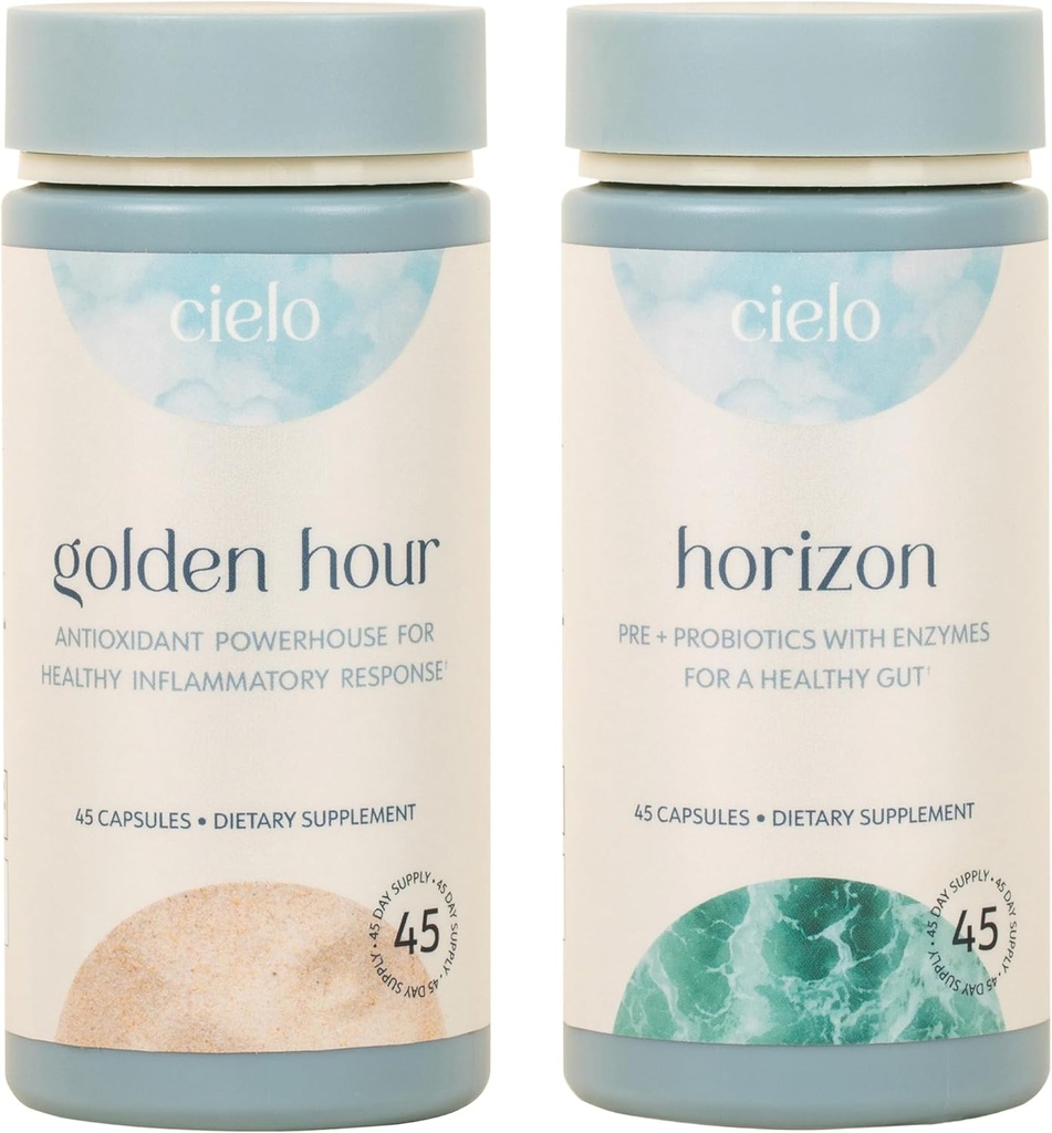 Cielo Golden Hour & Horizon Bundle - Probiotici e Antiossidanti Set (alimentazione di 45 giorni)