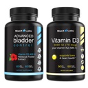 Integratori avanzati di controllo della vescica per le donne e gli uomini 60Ct + vitamina D3 K2 3000 IU con vitamina K come MK-7 dal supporto Natto Bones sani, denti, cuore e funzione immunitaria 90Ct