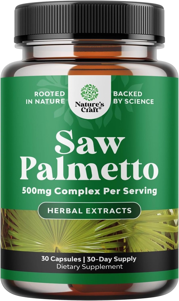 Estratto di Palmetto di Sega Extra - Complesso Erborisdizionale Avanzato per la salute dei capelli e il supporto urinario con Sterols vegetali & Flavonoidi - Potente supplemento di erbe con 500mg per porzione - 30 capsule