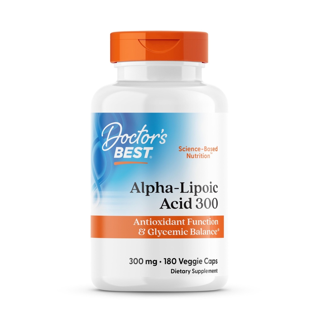Il migliore acido alfa-lipoico del dottore 300, sostiene la funzione antiossidante & bilanciamenti glicemici, non OGM, senza glutine, vegano, soia libero, 300 mg, 180 tappi di verdure