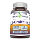 Incredibile Formulas L-Ornithine 1500 Mg per servire capsule vegetali Supplemento | Non-GMO | Gluten Free | Made in USA (120 Count)