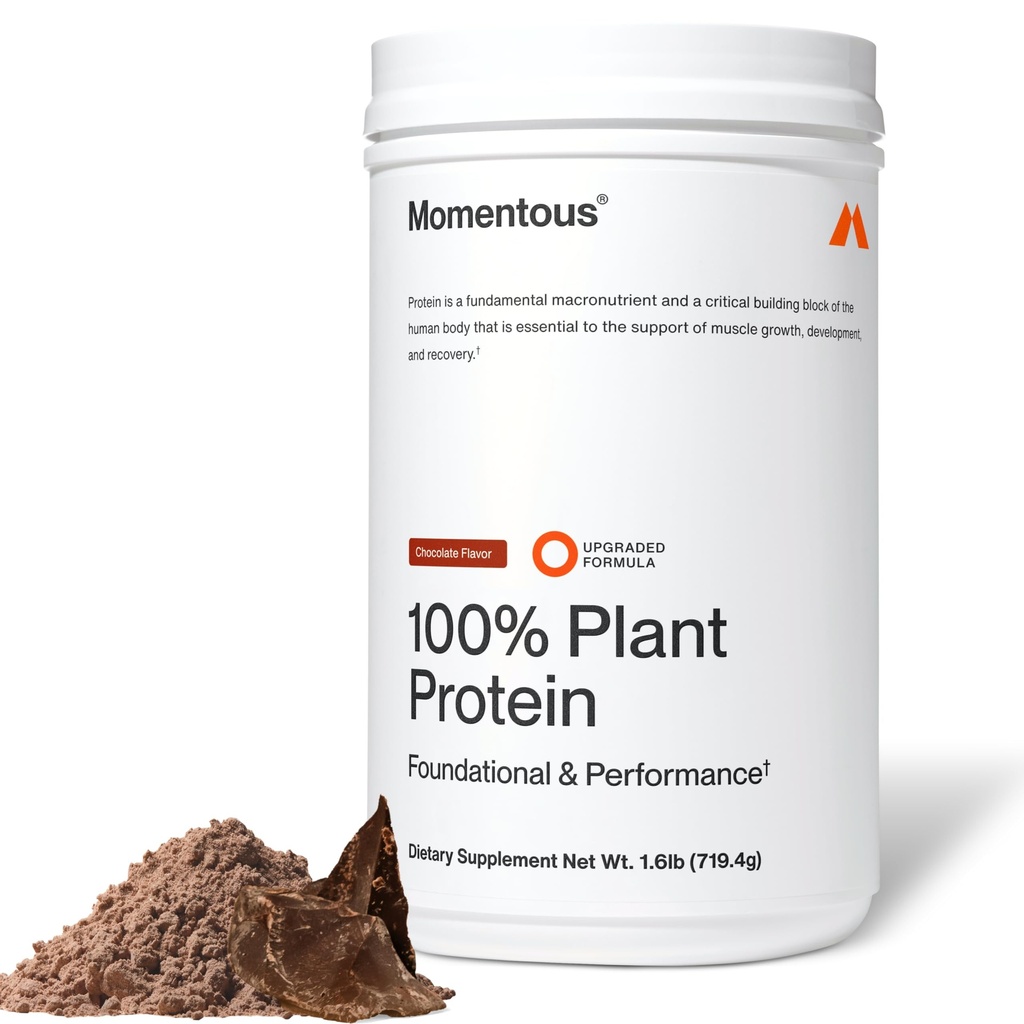 Momentous Vegan Protein Powder - 20 g Proteine Basate dalle piante - Certificato NSF per lo sport - Senza glutine - Non OGM - 22 Serve per l'uso quotidiano essenziale - Cioccolato