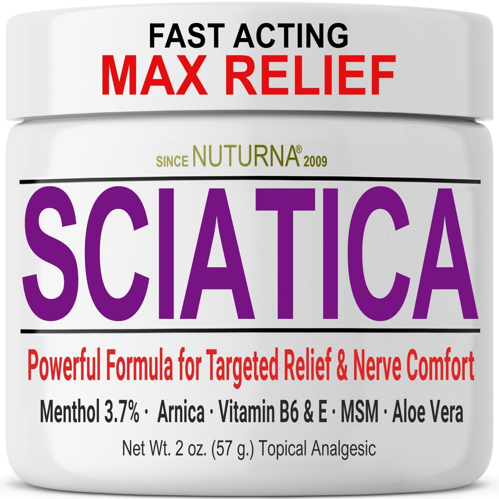 Crema Sciatica Nerve - Crema Comfort per Piedi, Mani, Gambe, Toes, Indietro - Naturale Ultra Forza Arnica, MSM, Mentolo, Soothing Comfort, 2 Oz