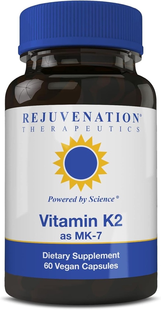 Terapia di ringiovanimento Vitamina K2 MK-7 | Fornitura di 60 giorni, Alta potenza (300mcg) | Facile da ingoiare capsule vegetariane