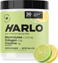 Harlo - Citrus Salt Electrolyte Drink Mix con Bovine Collagen & Creatine - Polvere di monoidrato di creatina - Polvere di bevanda di energia - Polvere di pre allenamento - Bevande di energia senza zucchero - Ripristino dell'allenamento
