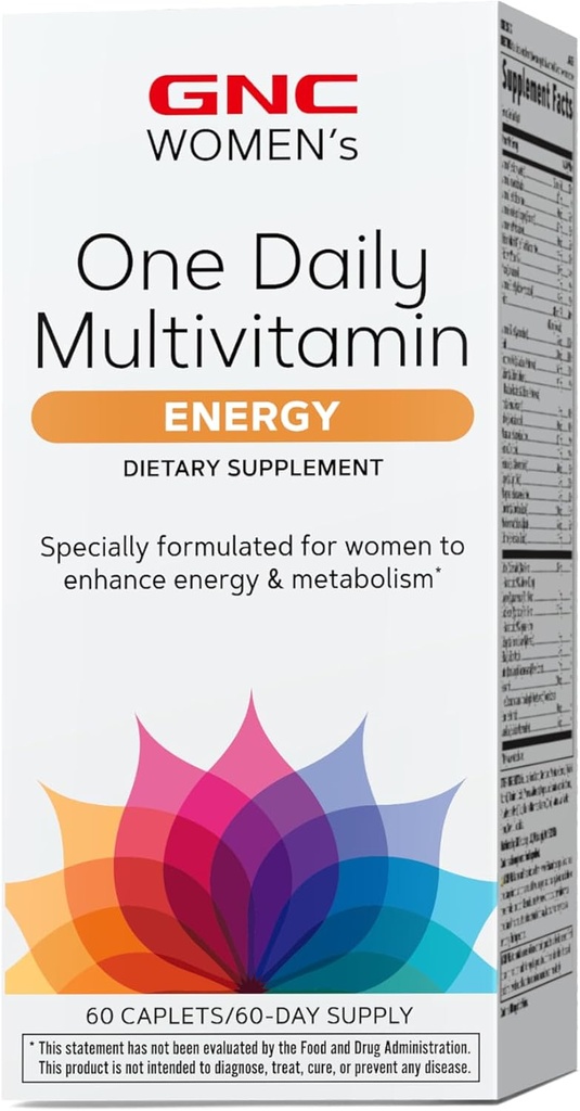 GNC Women's One Daily Energy Multivitamin, Supporta la salute immunitaria e la produzione di energia, 60 Count