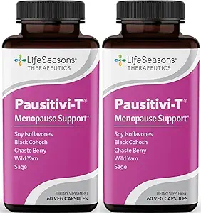 Pausitivi-T - Menopause Support Supplemento - Rilievo per Flash Caldi, Ormone Imbalance & Night Sweats - Nourishes Tissue - Sage, Chasteberry, Soy Isoflavones & Black Cohosh - 60 capsule (Pack of 2)